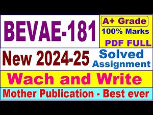 BEVAE 181 solved assignment 2024-25 || bevae 181 solved assignment 2025 || bevae181 2024-25