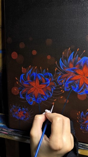 I draw lycoris | Acrylic painting " Red blue magic lily " | 彼岸花 | 曼珠沙华