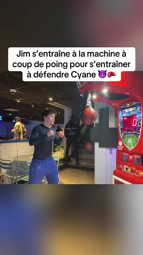 Jim trains on punch machine to defend Cyane