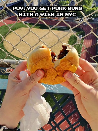 pov pork buns on the manhattan bridge in nyc #nyc #porkbuns #chinatown #streetfood #citylife 📍 Mei Lai Wah | 41 Mott St (Chinatown)