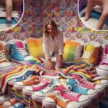 Colorful Sneakers Bed ASMR 👟🌈 | Satisfying Shoe Bed Reveal #Shorts