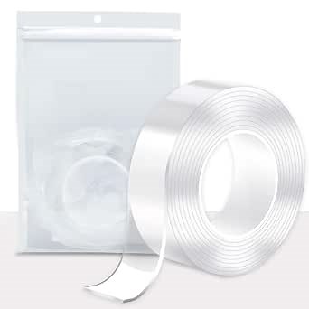 HOUSECAP Heavy-Duty 9.85FT Reusable Double Sided Nano Adhesive Tape, Clear Removable Mounting Strips for Picture Hanging, Wall Decor, Crafts, Poster Tape, Carpet Tape and DIY Projects
