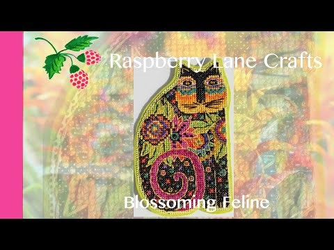 Laurel Burch Blossoming Feline Cross Stitch Close-Up