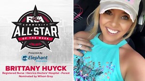 19 reactions | Congratulations to this week's Elephant Insurance Community All-Star, Brittany Huyck! Brittany is a Registered Nurse at Henrico Doctors Forest, working on the COVID-19 floor for the past four months. Thank you Brittany for your hard work & dedication! Nominate an All-Star ➡ https://atmilb.com/2XfVMsM | Richmond Flying Squirrels | Facebook