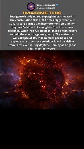 Betelgeuse core is 3 billion °C 200x hotter than the Sun's surface #space #shorts"