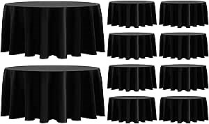 Round Tablecloth 10 Pack 108 Inch Black Tablecloths Washable Decorative Linen Polyester Table Clothes Cover for Dining Table Banquets Buffet Parties and Wedding