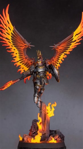 Juan Sanz on Instagram: "Painting process of the fire wings inspired in Diablo III angels (Imperius). The rest is done with true metallic metals. Maybe i should paint another version with non metallic metal... . . #warhammer #warhammer40k #paintingwarhammer #gamesworkshop #miniaturepainting"