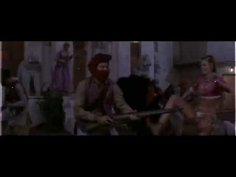 Kristina Wayborn (Magda) fights against an armed man in the assault of the fortress