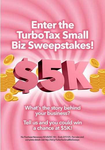 HOW TO ENTER: 👉 Follow @TurboTax ❤️ Like this post 💬 Comment with the story of your 1st year in business 📱 Use #TurboTaxSweepstakes in your comment 🚨 Limit 1 entry per person, per social media platform, per week. We’re running this sweepstakes across Instagram, TikTok, and YouTube, which gives you 3 chances to win each week. We’re picking 1 winner every week! Come back each week to enter for a chance to win $5K for your small business. 🤑🤑🤑 For rules and complete details visit: https://bit
