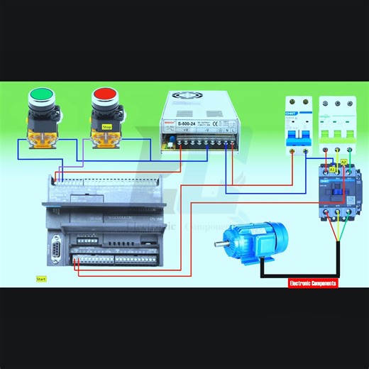 Siemens PLC Training - PLC control motor start and stop circuit #fblifestyle | 𝐄𝐥𝐞𝐜𝐭𝐫𝐨𝐧𝐢𝐜 𝐂𝐨𝐦𝐩𝐨𝐧𝐞𝐧𝐭𝐬