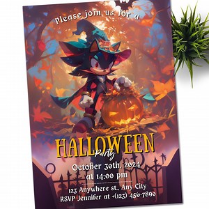 Sonic Shadow Halloween Invitation, Shadow Hedgehog Kids Party E-invite, Hedgehog Thunder, Birthday Digital Invitation for Boy - Etsy