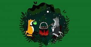 cup off coffee animation in forest