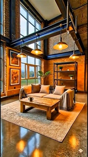 Industrial Loft Living Room Transformation 🧱 From Empty Shell to Luxury Interior #Shorts