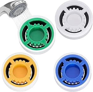 4 Pack Shower Flow Reducer Limiter, 1.5/1.8/2.0/2.5 GPM Water Flow Saver Adapter, Flow Restrictor Control Valve for Bathroom Toilet Handheld Shower Head