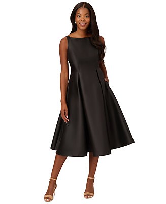 Adrianna Papell Women's Boat-Neck Fit & Flare Midi Dress - Macy's