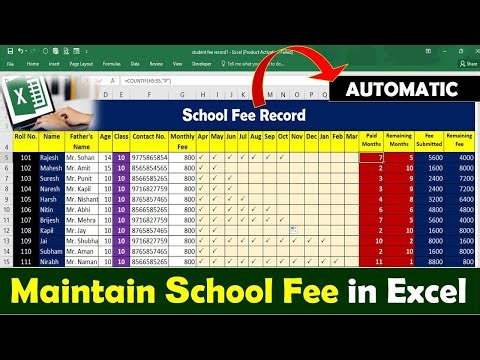 Create Automatic Student Fee Management in MS Excel | School Fee System Excel | MS Excel Tutorial