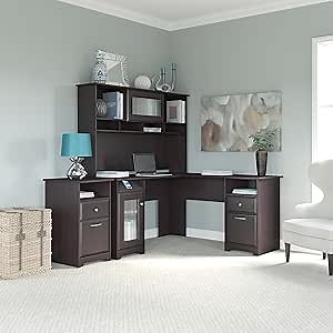 Cabot L Shaped Desk, Hutch, and 2 Drawer File Cabinet