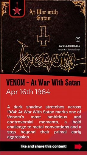 VENOM - At War With Satan (1984) #venom #blackmetal #heavymetal #extrememetal #80smetal #onthisday
