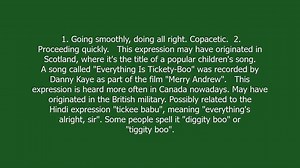 tickety-boo meaning and pronunciation