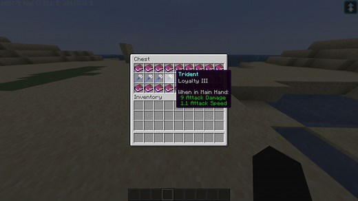 Different levels of the loyalty enchantment in Minecraft