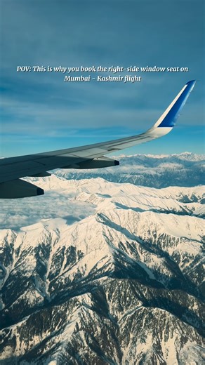 Murtaza Ratlamwala on Instagram: "Flying from Mumbai to Srinagar, we made one small choice that changed the entire journey by booking a right-side window seat. 🥹 As the flight begins its descent into Kashmir, this is the view we got. Layers of mountains, snow-capped peaks, and valleys that feel unreal, all visible right from the window. 😍 If Kashmir is on your travel list, remember this tip. Sometimes the journey becomes just as memorable as the destination. ✈️🏔️ #kashmir #mountainview #windo