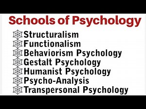 Schools of Psychology, Structuralism, Functionalism Behaviorism, Gestalt, Humanists, Psycho-Analysis