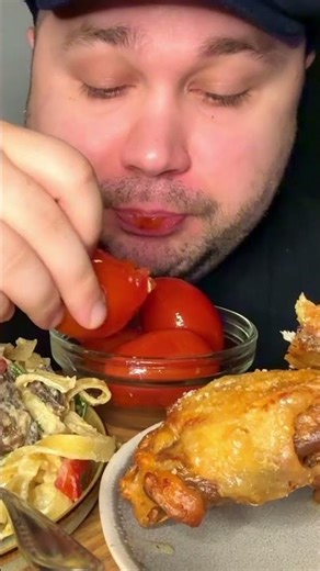 Relaxing ASMR Meal: Creamy Pasta, Tender Chicken and Grilled Sausage