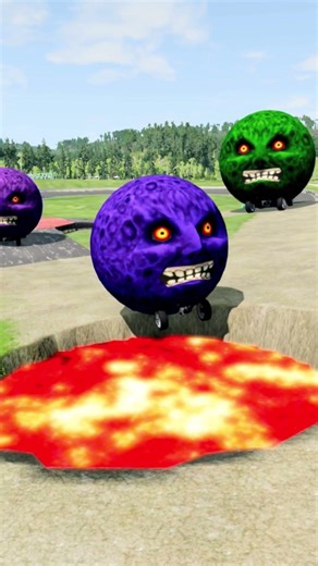 Small to Giant Color Cars vs Broken Road Challenge – BeamNG.drive