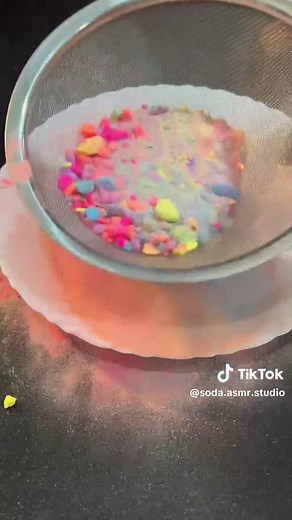 Colorful Baking Soda Pebbles Crush ASMR Experience