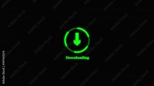 Download button icon animation. Abstract loading icon , processing ,downloading , glowing ,colorful animation , slow and fast motion video.
