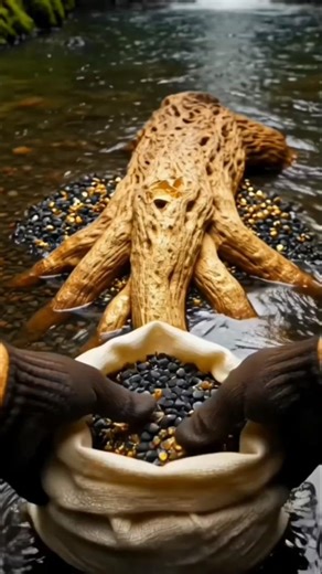 The manual process of extracting gold from quartz rock. ⚒️✨️ #shorts #gold #mining