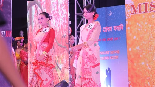 Muga Silk Dress, which is a symbol of Assam and Assamese People Catwalk by our beautiful Models from the stage of mega Miss India... . . . #mugasilk #bihu #assam #northeastindia #pranjaldas | Pranjal Das