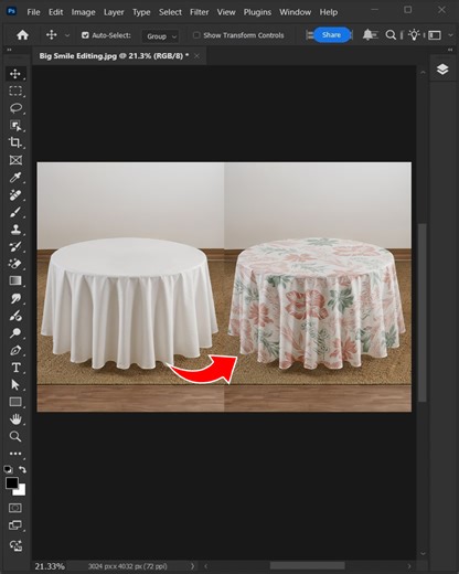 180K views · 1.4K reactions | How to make a round table cloth mockup in adobe photoshop #bigsmileediting | Big Smile Editing | Facebook