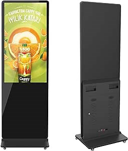 55 Inch 4K Digital Signage Displays, Indoor Floor Standing LCD Screen Advertising Kiosk, Android System Commercial Totem with Custom service, Vertical Monitor with Auto Media Player-Black