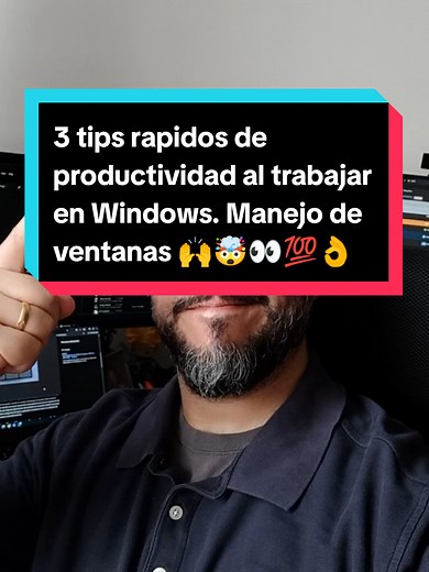 Estos son sólo 3 tips básicos de manejo de ventanas activas en Windows que pueden hacer tu día más sencillo al conocer un poco mas cómo puedes organizar y manipular las ventanas con las que estés trabajando. - la 1ra es la combinación de teclas Windows key M. Esto minimizara todas las ventanas. - la 2da es antigua pero créeme, no mucha gente la conoce. Minimizar todo menos la ventana que quieras sacudiendola! - y la 3ra se introdujo con Windows 11, la característica se llama