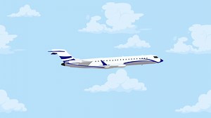 Download Airplane flying in the sky cartoon animation concept for free