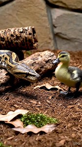 Python feeding baby duck in realistic enclosure setup | rare reptile feeding moment caught live Warning: [Warning: Live Feeding Video] This content shows animals feeding naturally as part of nature. No harm, no encouragement of violence. Educational wildlife content. #pythonfeeding #pythonduck #snakefeeding #reptilefeeding #wildlifefeeding #educationalwildlife #snakevideo #reptilevideo | Frog Feeding