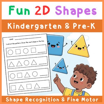 2D Shapes Worksheets: Pre-K & Kindergarten Geometry Activities NO PREP