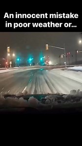 An innocent mistake in poor weather or… #snowy #badweather #trafficstop #redlight #tboned #accident #caughtoncamera #dashcam #dashcamera #oops #trafficlight | kato_the_kia_stinger