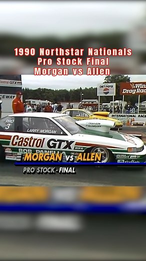 Going back to the 1990 Northstar Nationals where in the Pro Stock Final it was Larry Morgan vs Bruce Allen in an all GM battle, Chevy vs Oldsmobile. | Vintage Drag Racing Shirts