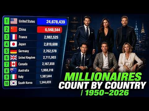 Millionaires Count by Country | 1950–2026 (Net Worth in USD)