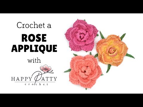 Crochet a Rose appliqué with Happy Patty Crochet