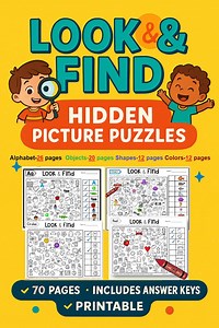 70 Pages-look & Find Hidden Picture Puzzle: Printable Activity (instant Download) - Etsy