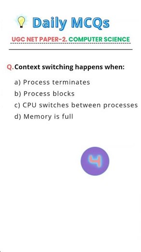 Context switching happens when the CPU switches between processes. | Operating System | Daily MCQs