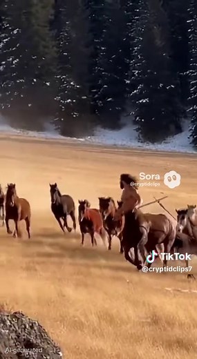 A Centaur runs with a herd of horses. Where is he taking them? This clip is a fictional depiction of a mythical creature. #greekmythology #fantasy #centaur #halfhorsehalfman #ancientgreece