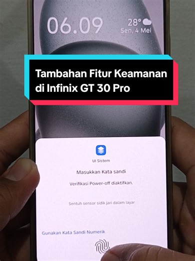Salah satu tambahan fitur keamanan di Infinix GT 30 Pro setelah update Android 16. harus verifikasi pin atau fingerprint saat akan mematikan perangkat kondisi layar terbuka atau home screen #infinixgt30pro #android16 #fyp