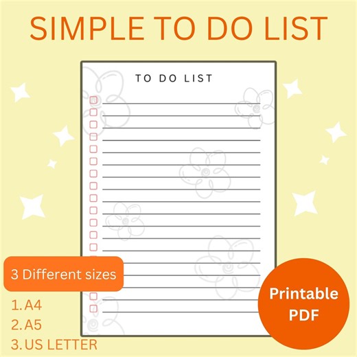 Simple To-do List Printable Daily Minimal Task List & Productivity Checklist - Etsy