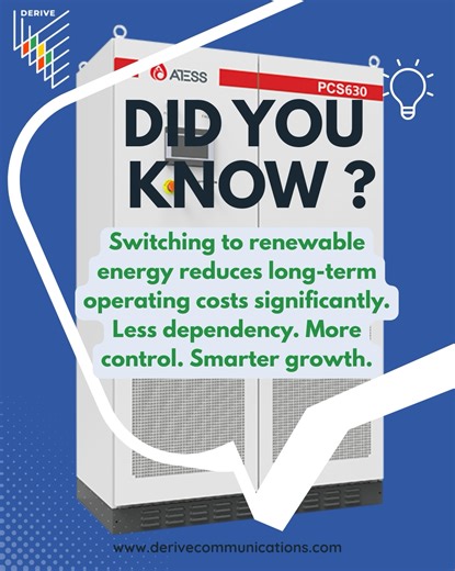 Oladipupo Olumide Salako|Fire|Solar|Security Engineers in Abuja on Instagram: "Switching to renewable energy isn’t just about sustainability, it’s a smart financial decision. Reduced long-term operating costs. Less dependency. More control. Smarter growth. At @derivecomms , we design energy systems that power efficiency and position your business for the future. Let’s build smarter. ⚡🌱 #derivecommunications #solarsystems #smartinfrastructure #ess #renewablenergy"