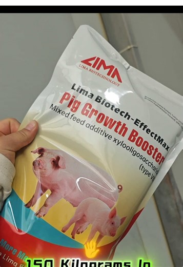 Strong, healthy pigs with full bodies and smooth skin walk confidently in a modern pig farm. They eat actively, grow fast, and show excellent weight gain. Want faster growth and better profits? Lima Biotech Pig Growth Booster helps your pigs reach 150 kilograms in just 5 months. Our formula improves daily weight gain, reduces feed-to-meat ratio, and lowers feeding costs. Made from natural plant nutrition extracts, bioactive peptides, and probiotics, it is safe, efficient, and antibiotic-free. Ch