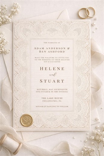 Classic Vintage Lace Wedding Invite, Ivory Cream Invitation, Digital Download, Editable Template - Etsy